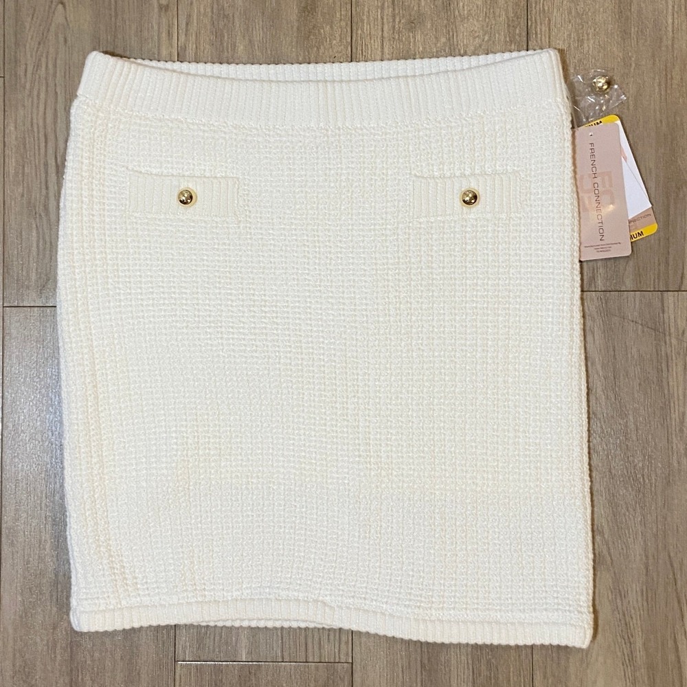 French Connection Women's Cream Knit Sweater Mini Skirt Size Medium NWT
